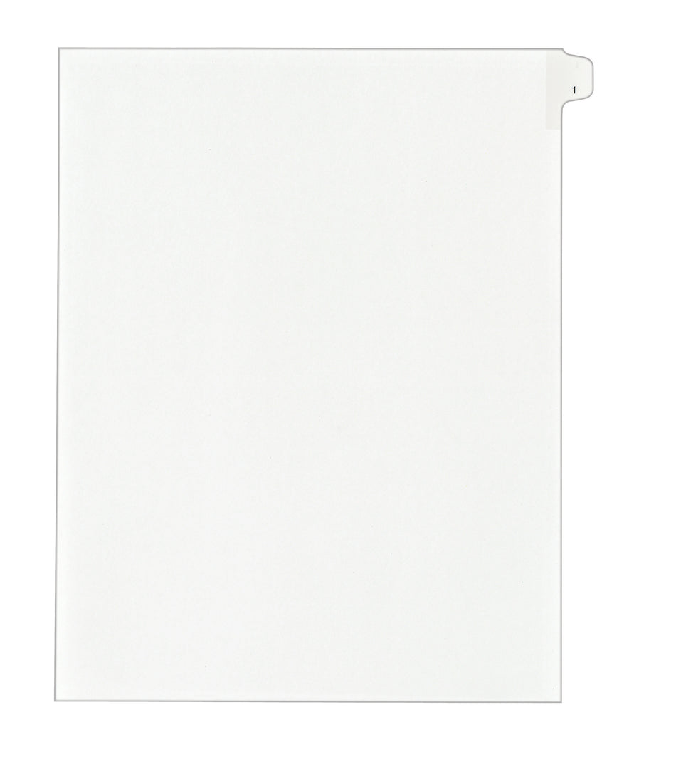 Avery Legal Pre-Printed Paper Dividers, Side Tab #1, White, Allstate Style, Letter Size, 25/Pack