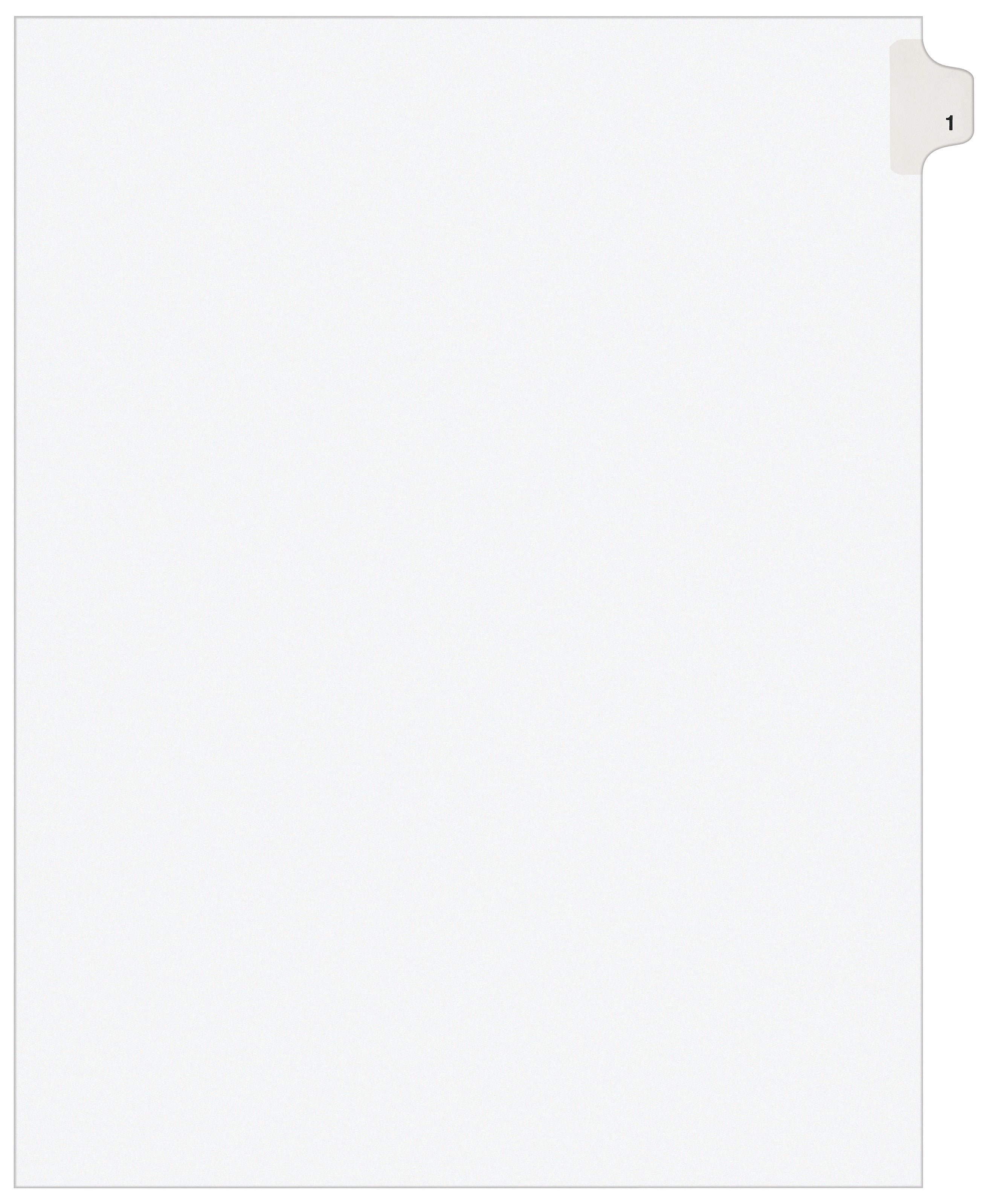 Avery Legal Pre-Printed Paper Dividers, Side Tab #1, White, Avery Style, Letter Size, 25/Pack