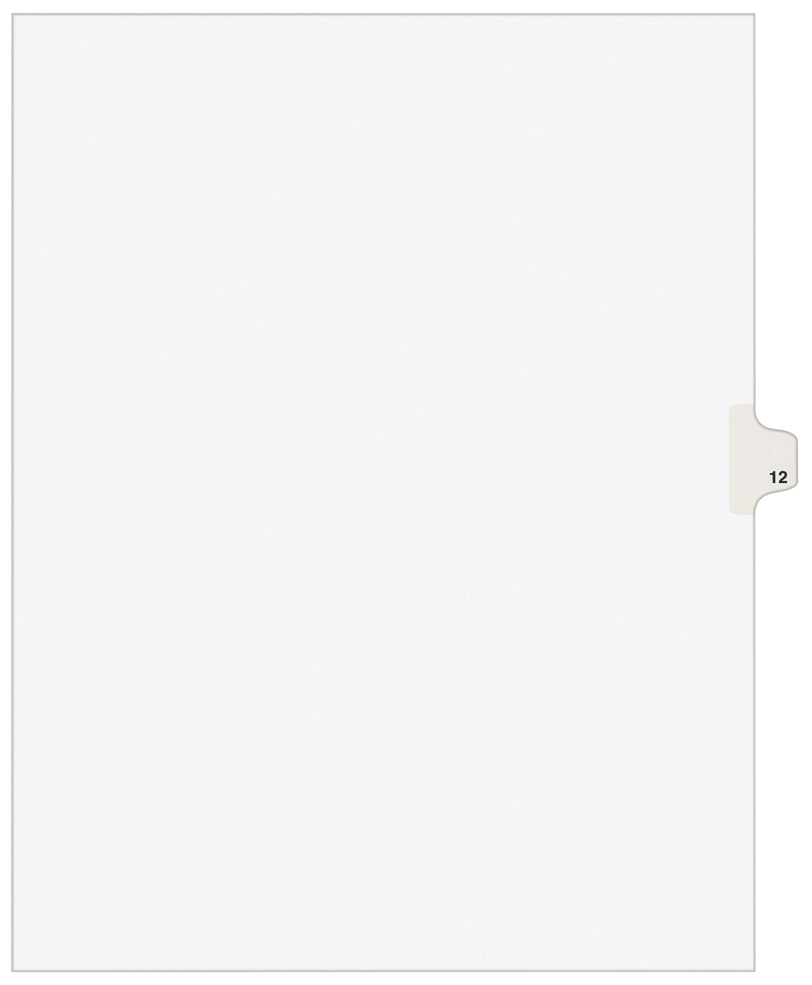 Avery Legal Pre-Printed Paper Dividers, Side Tab #12, White, Avery Style, Letter Size, 25/Pack