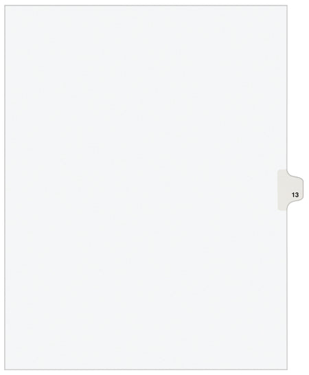 Avery Legal Pre-Printed Paper Dividers, Side Tab #13, White, Avery Style, Letter Size, 25/Pack