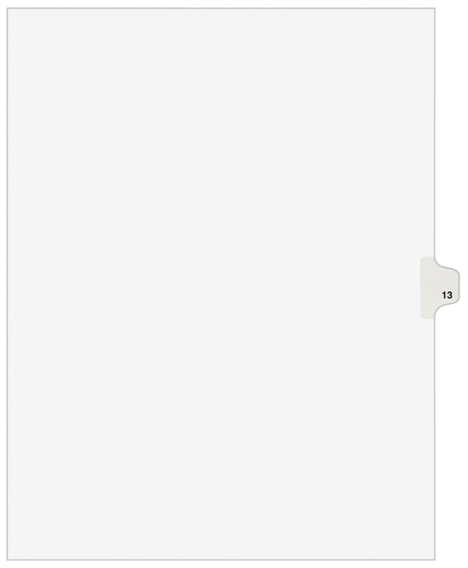 Avery Legal Pre-Printed Paper Dividers, Side Tab #13, White, Avery Style, Letter Size, 25/Pack