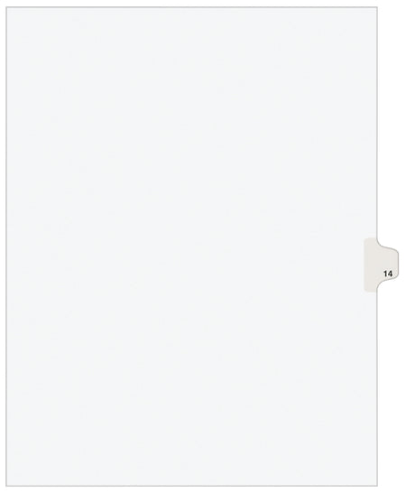 Avery Legal Pre-Printed Paper Dividers, Side Tab #14, White, Avery Style, Letter Size, 25/Pack