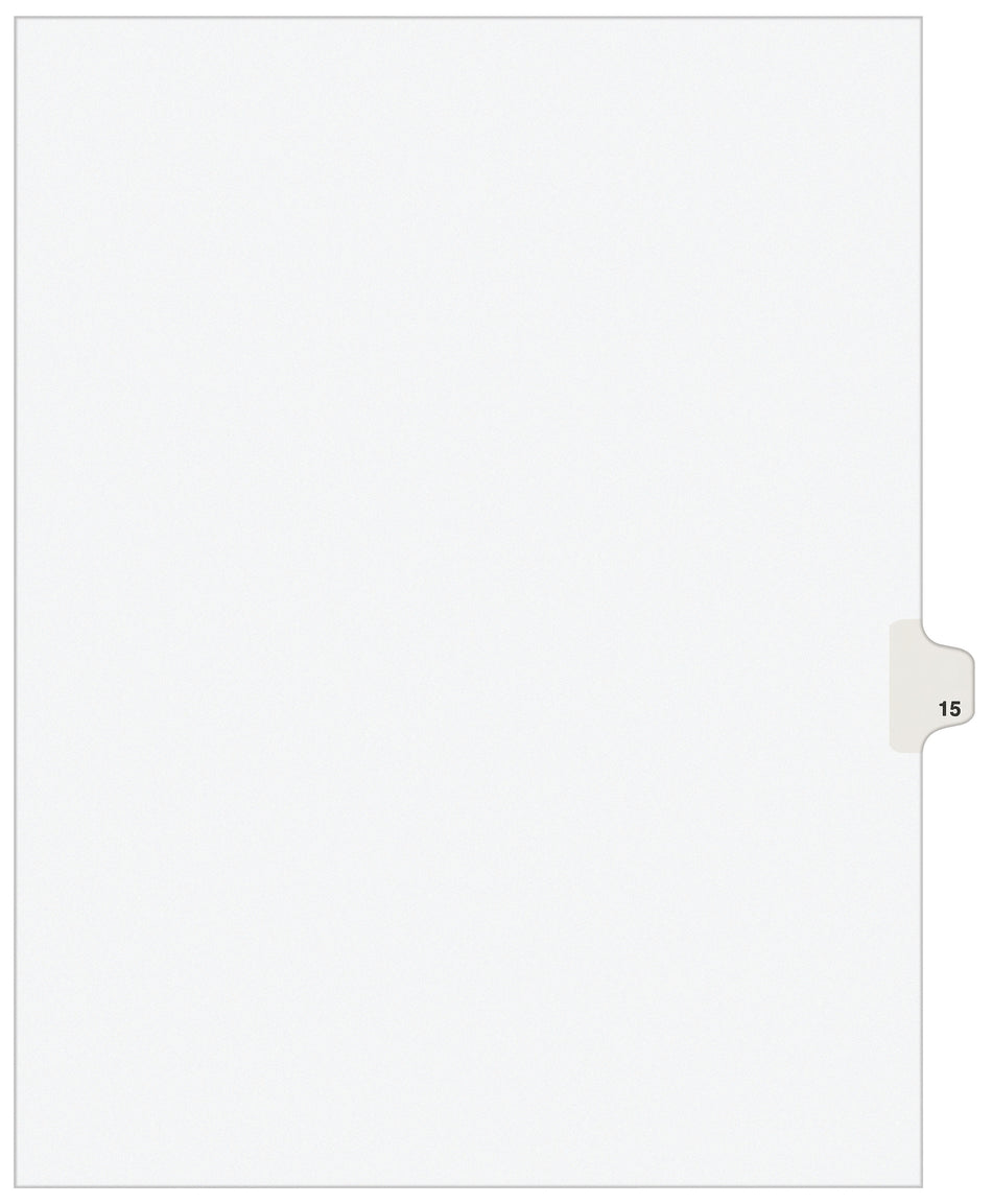 Avery Legal Pre-Printed Paper Dividers, Side Tab #15, White, Avery Style, Letter Size, 25/Pack