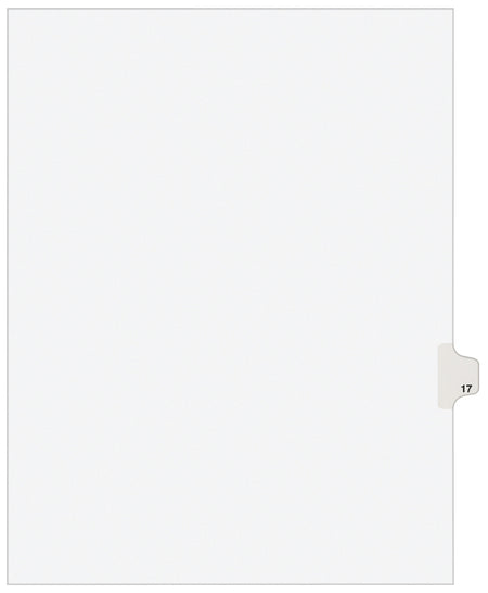 Avery Legal Pre-Printed Paper Dividers, Side Tab #17, White, Avery Style, Letter Size, 25/Pack