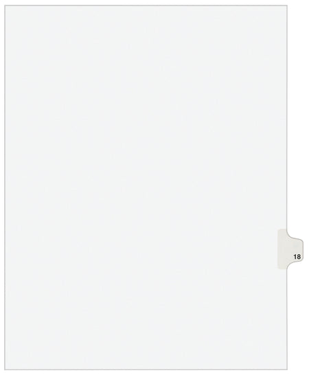 Avery Legal Pre-Printed Paper Dividers, Side Tab #18, White, Avery Style, Letter Size, 25/Pack