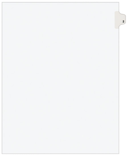 Avery Legal Pre-Printed Paper Dividers, Side Tab #2, White, Avery Style, Letter Size, 25/Pack