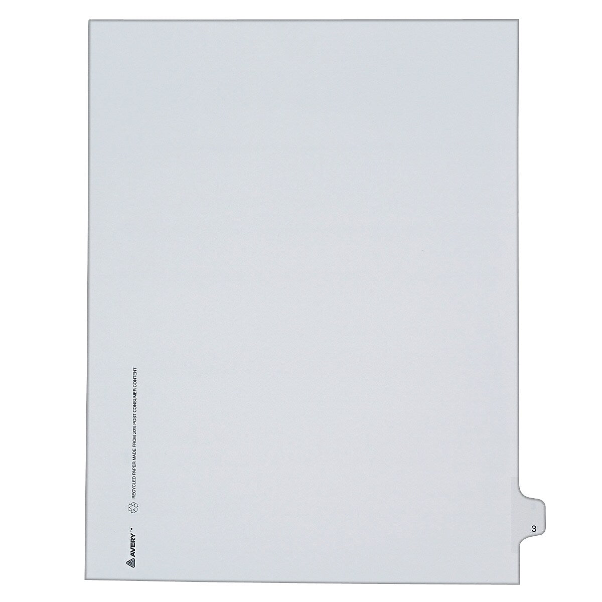 Avery Legal Pre-Printed Paper Dividers, Side Tab #3, White, Allstate Style, Letter Size, 25/Pack