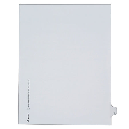 Avery Legal Pre-Printed Paper Dividers, Side Tab #3, White, Allstate Style, Letter Size, 25/Pack