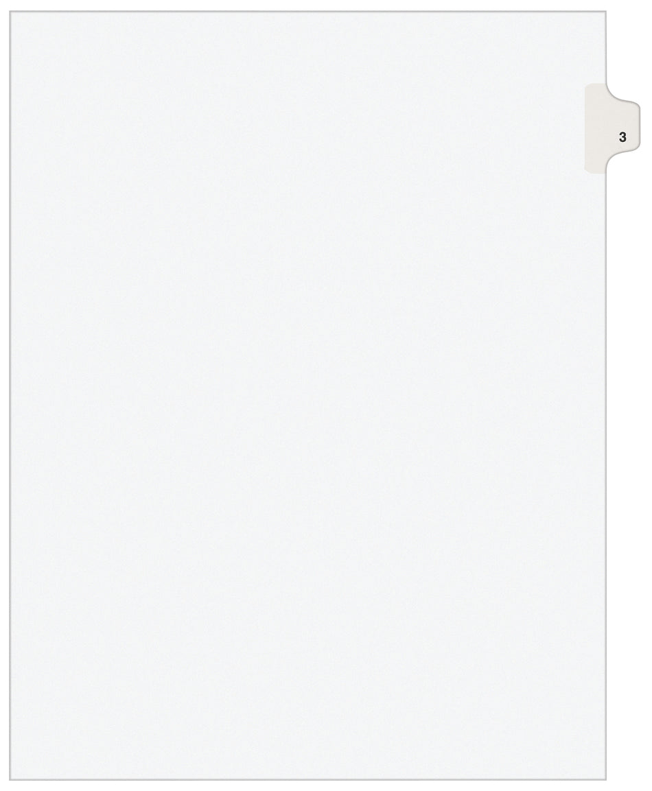 Avery Legal Pre-Printed Paper Dividers, Side Tab #3, White, Avery Style, Letter Size, 25/Pack