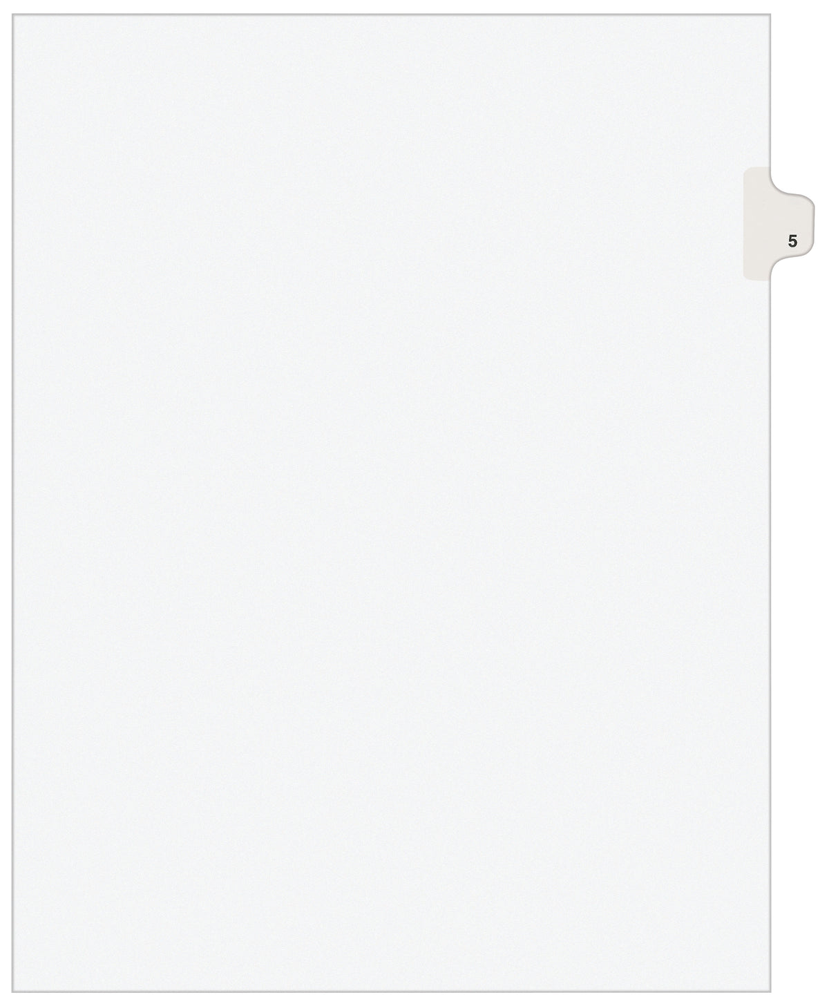 Avery Legal Pre-Printed Paper Dividers, Side Tab #5, White, Avery Style, Letter Size, 25/Pack