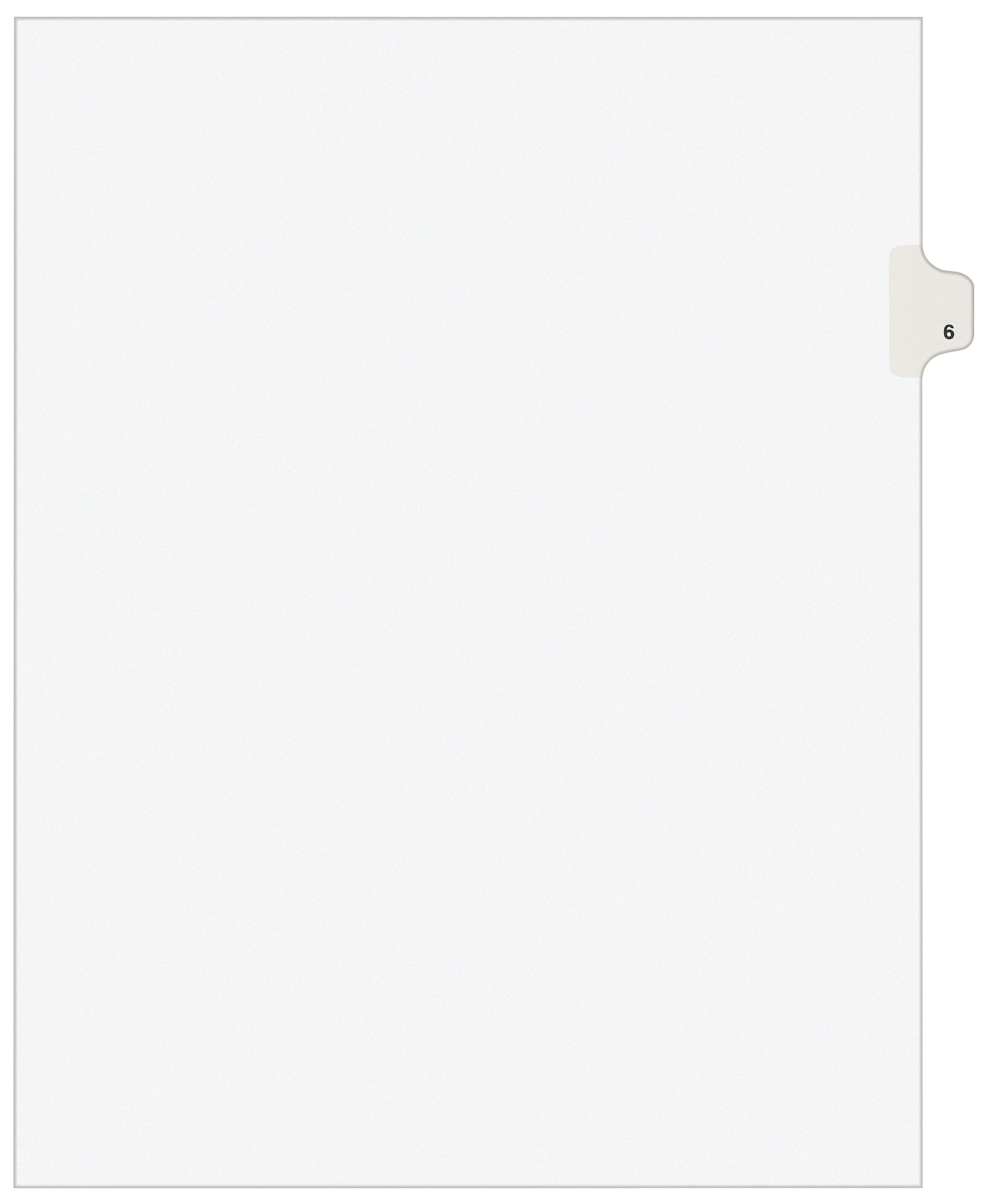 Avery Legal Pre-Printed Paper Dividers, Side Tab #6, White, Avery Style, Letter Size, 25/Pack