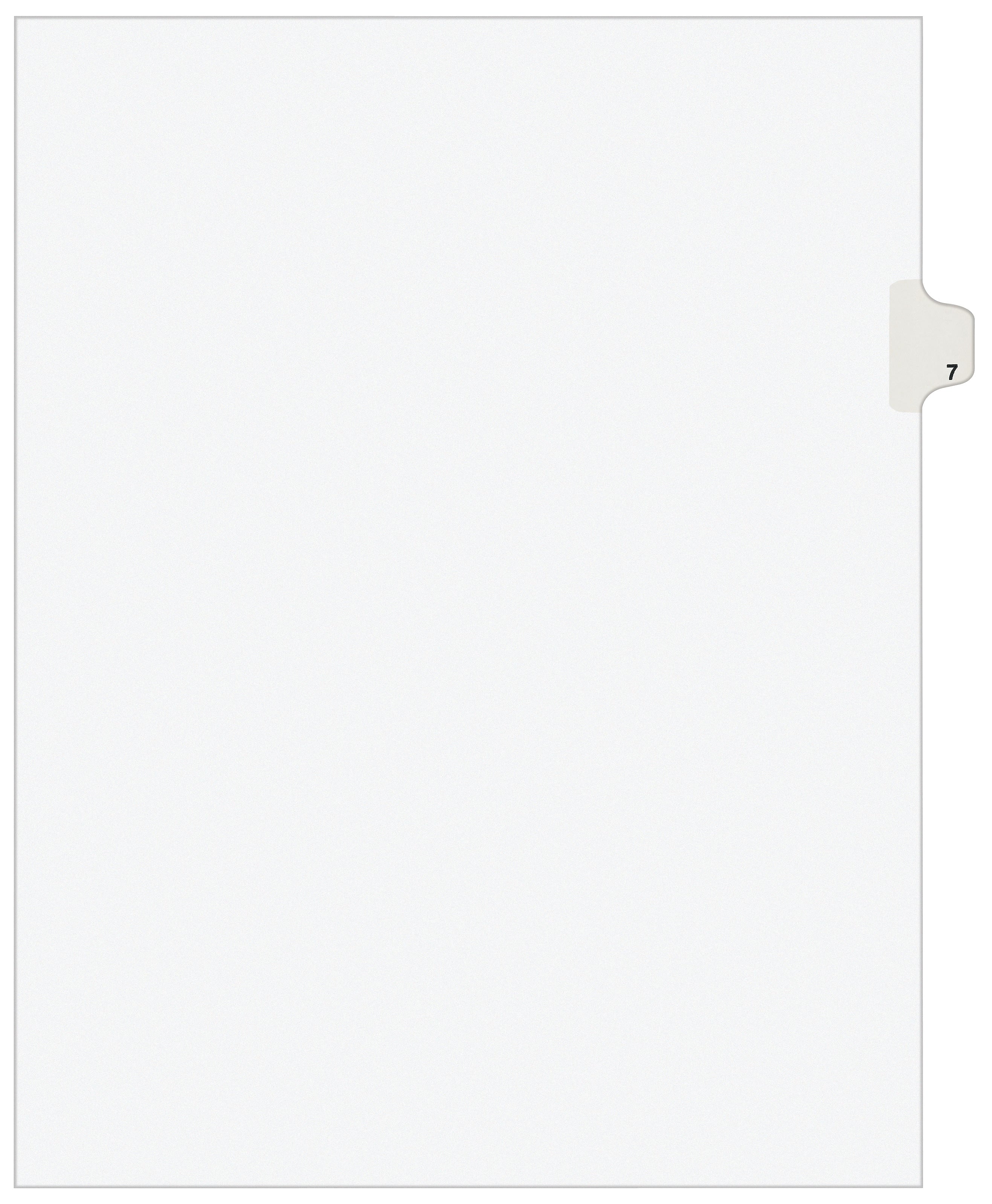 Avery Legal Pre-Printed Paper Dividers, Side Tab #7, White, Avery Style, Letter Size, 25/Pack