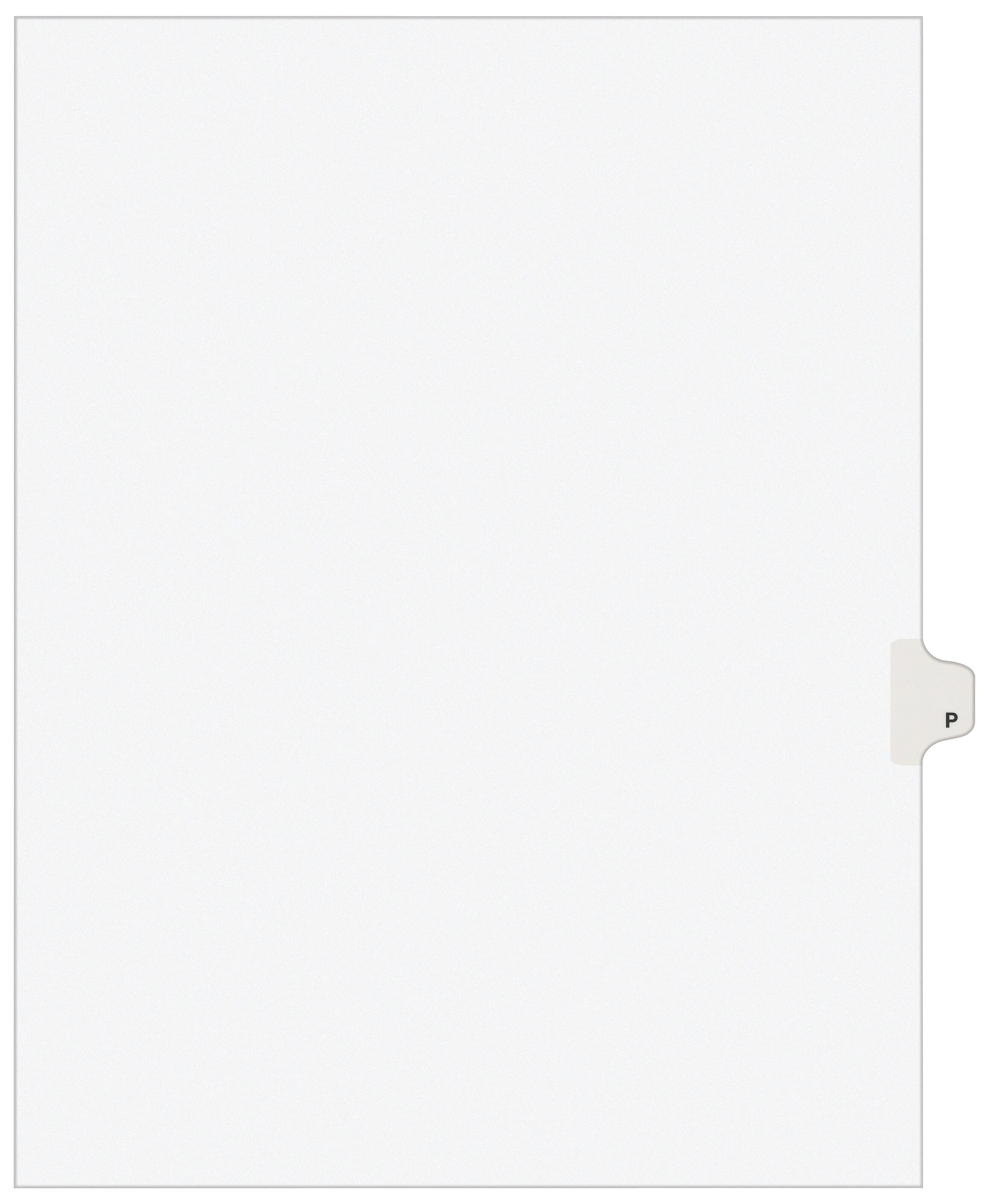 Avery Legal Pre-Printed Paper Dividers, Side Tab P, White, Avery Style, Letter Size, 25/Pack