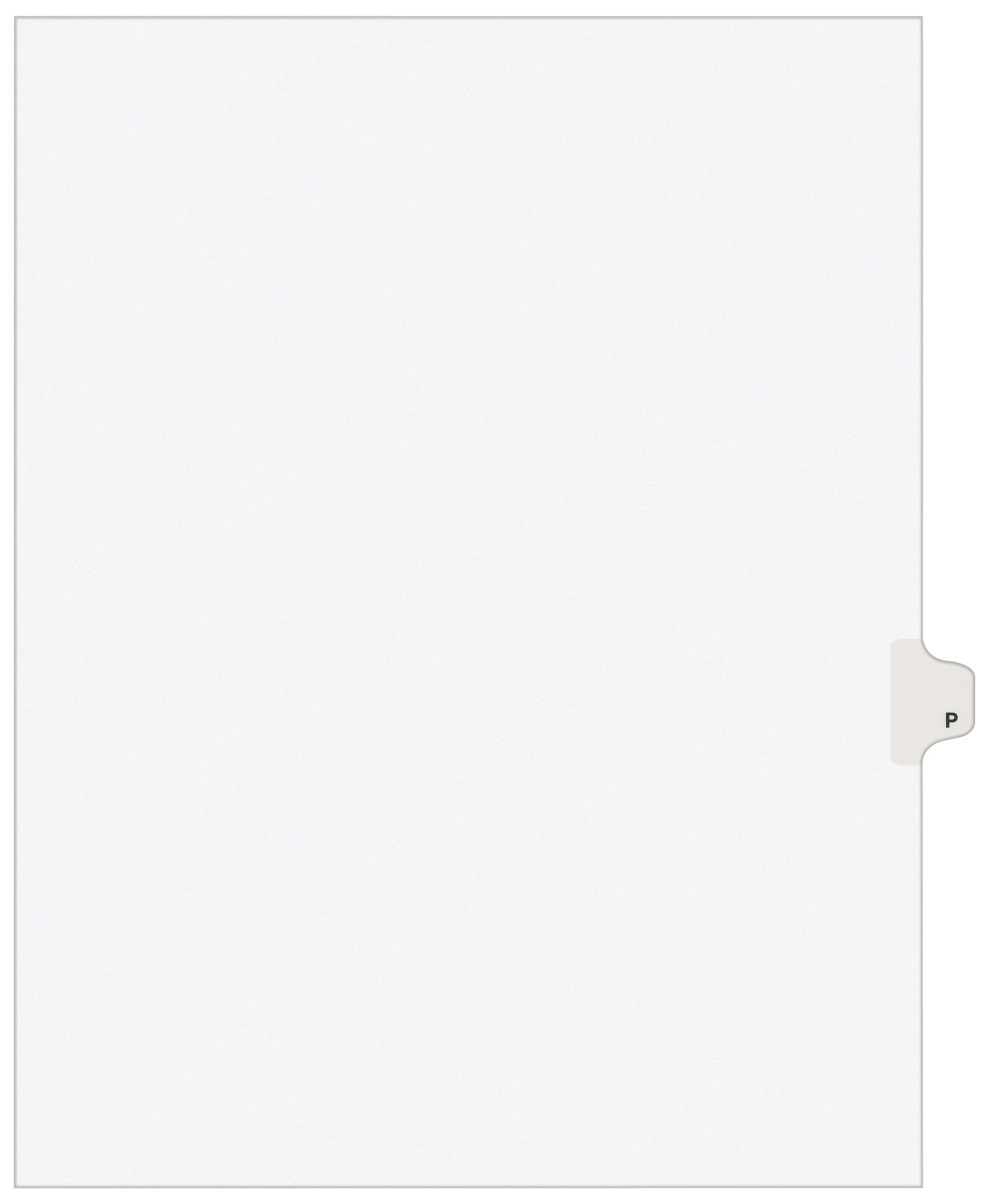 Avery Legal Pre-Printed Paper Dividers, Side Tab P, White, Avery Style, Letter Size, 25/Pack