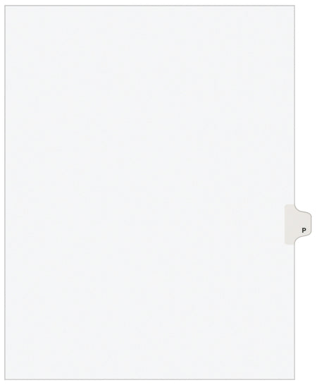 Avery Legal Pre-Printed Paper Dividers, Side Tab P, White, Avery Style, Letter Size, 25/Pack