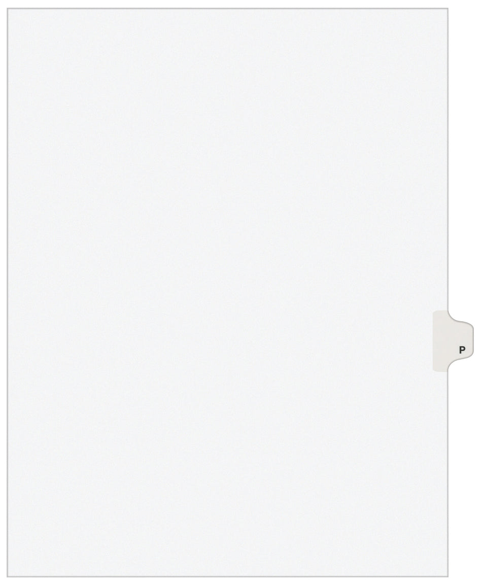 Avery Legal Pre-Printed Paper Dividers, Side Tab P, White, Avery Style, Letter Size, 25/Pack