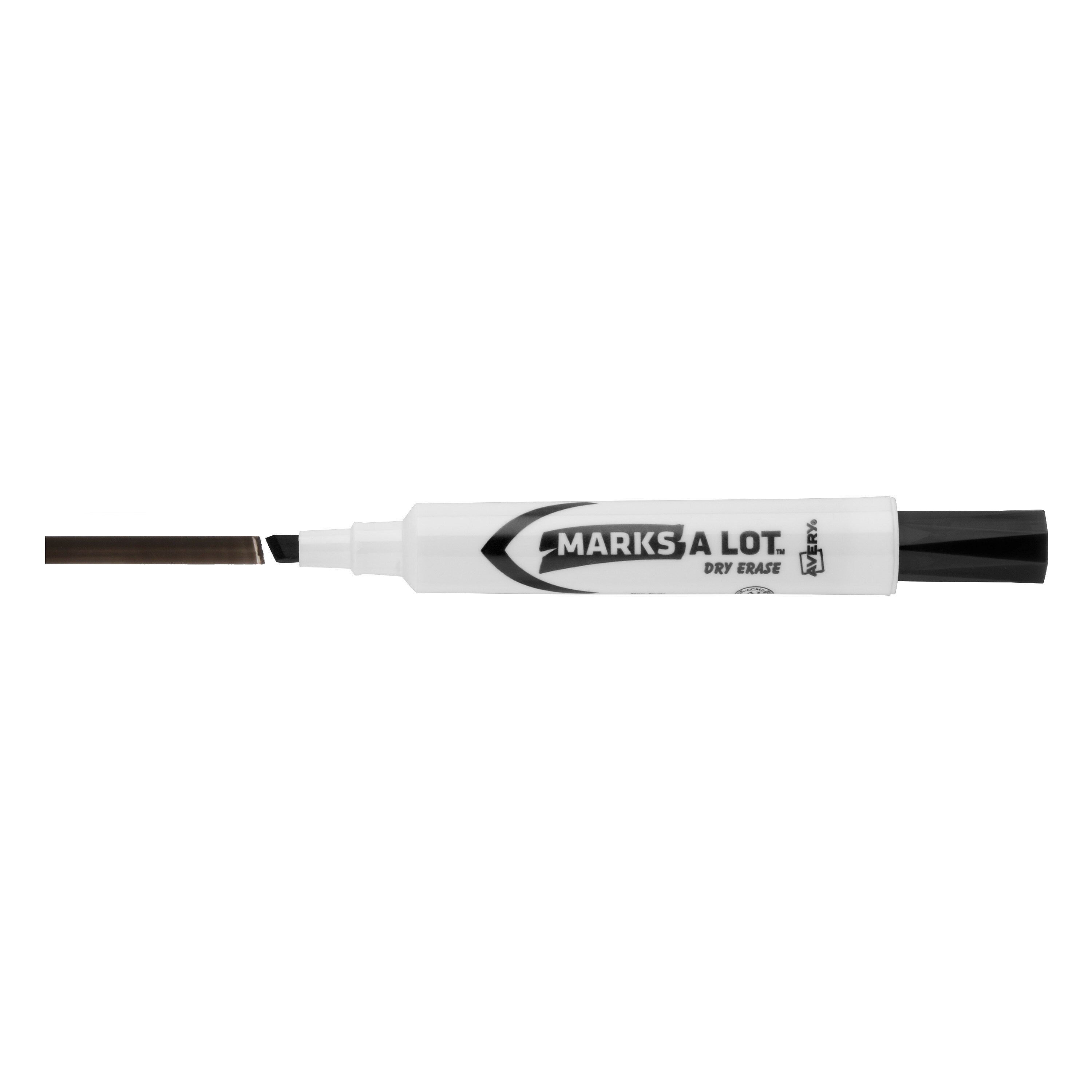 Avery Marks-A-Lot Desk-Style Dry Erase Markers, Chisel Tip, Black, 12/Pack