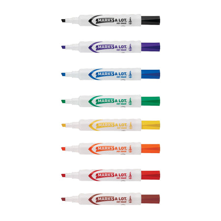 Avery Marks-A-Lot Dry Erase Markers, Chisel Tip, Assorted, 8/Pack