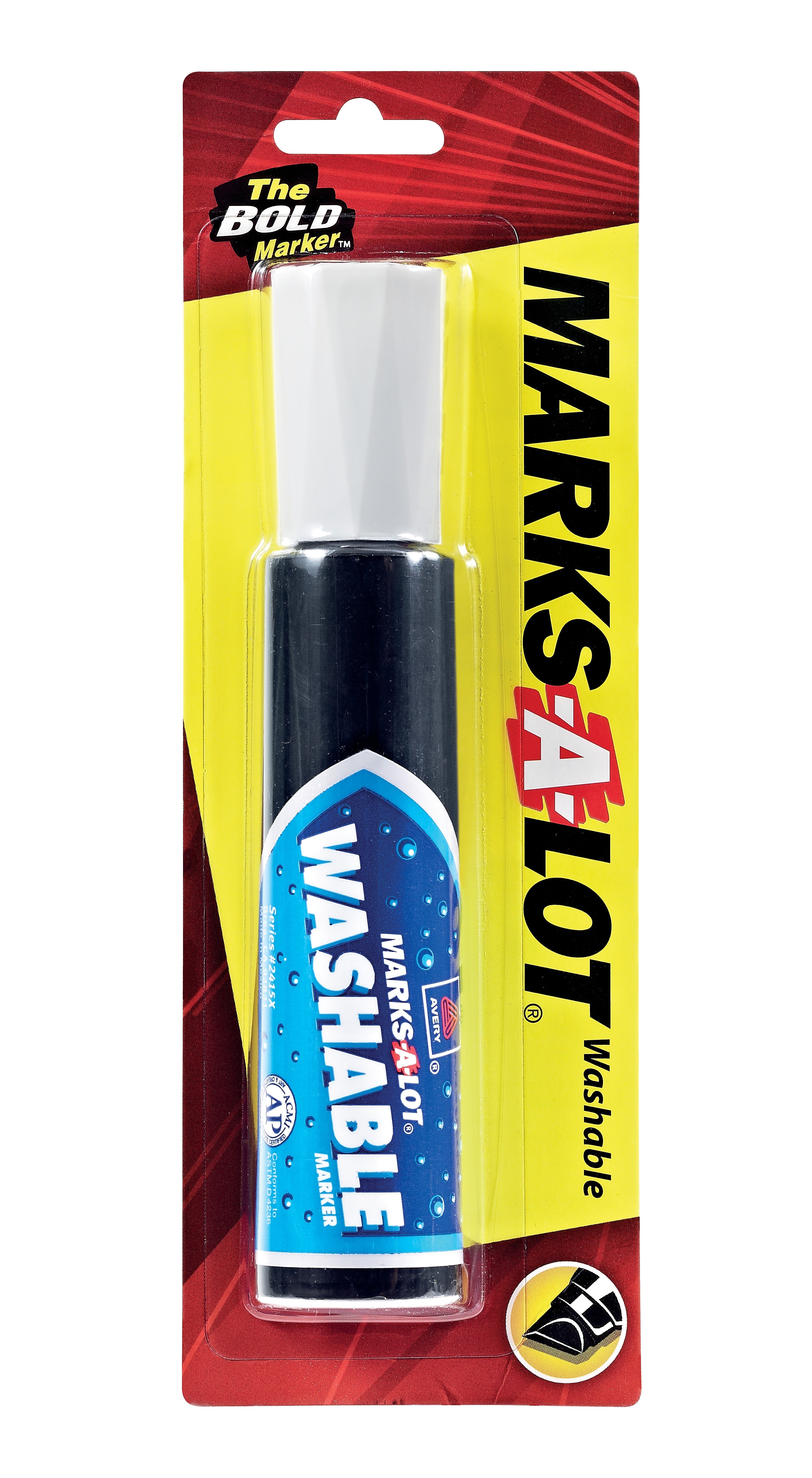 Avery Marks-A-Lot Jumbo Washable Marker, Chisel Tip, Black