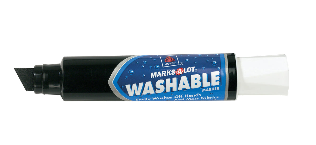 Avery Marks-A-Lot Jumbo Washable Marker, Chisel Tip, Black