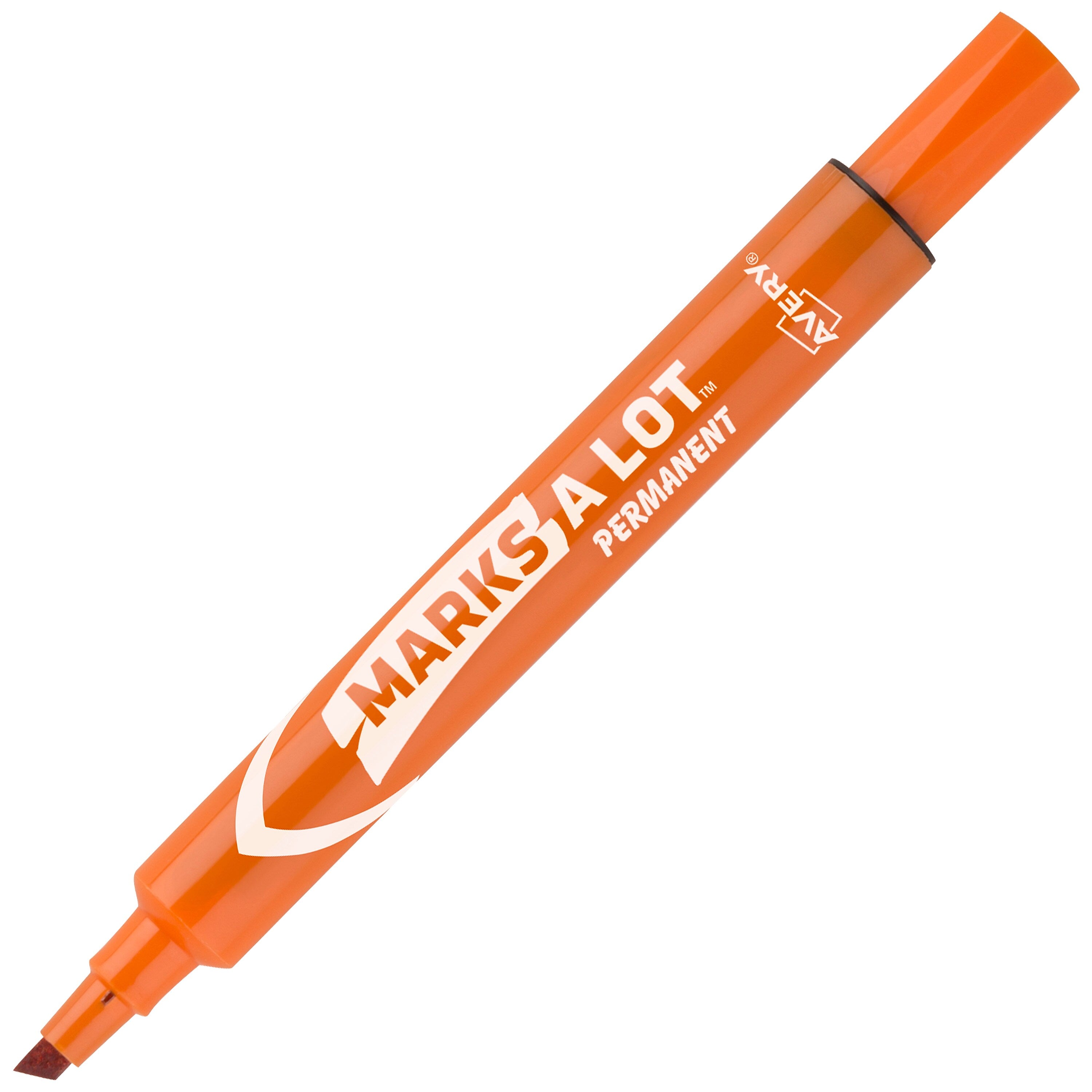 Avery Marks-A-Lot Large Desk-Style Permanent Markers, Chisel Tip, Orange, 12/Pack