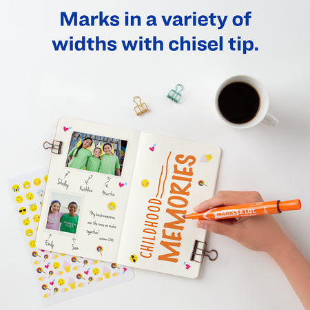 Avery Marks-A-Lot Large Desk-Style Permanent Markers, Chisel Tip, Orange, 12/Pack