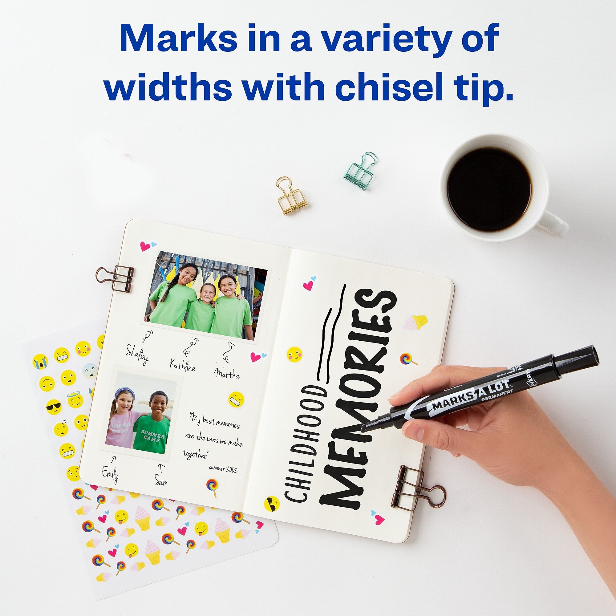 Avery Marks A Lot Tank Permanent Markers, Chisel Tip, Black, 36/Pack