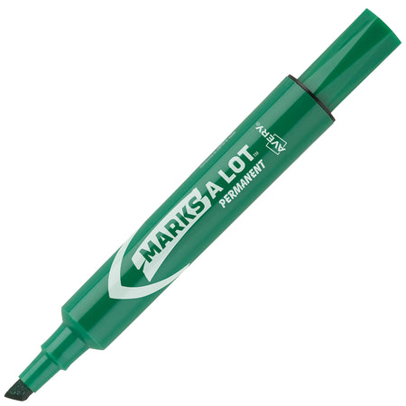 Avery Marks A Lot Tank Permanent Markers, Chisel Tip, Green, 12/Pack