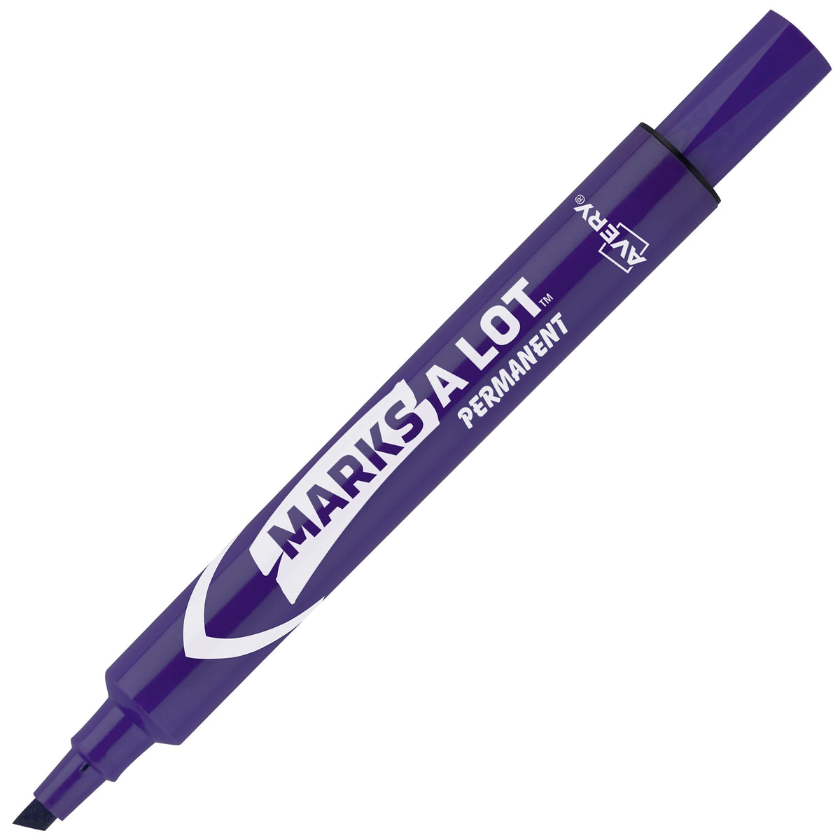 Avery Marks A Lot Tank Permanent Markers, Chisel Tip, Purple, 12/Pack