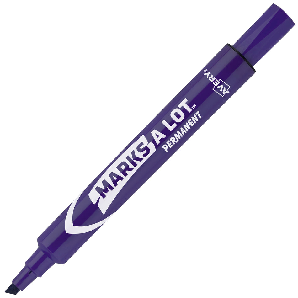 Avery Marks A Lot Tank Permanent Markers, Chisel Tip, Purple, 12/Pack