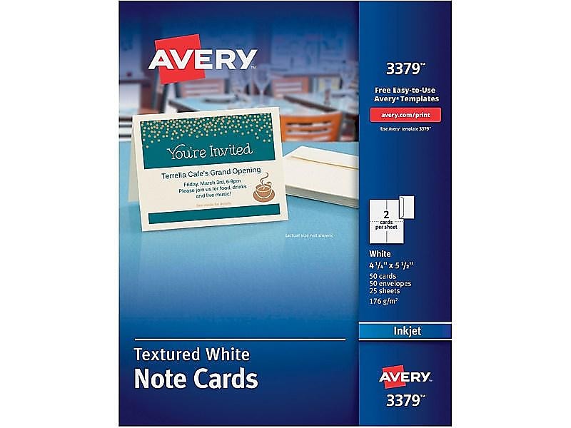 Avery Matte Personal Notecards, Textured White, 50/Box