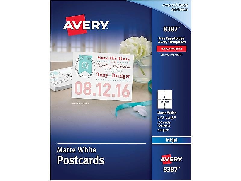 Avery Matte Postcards, 5.5" x 4.25", White, 200/Box