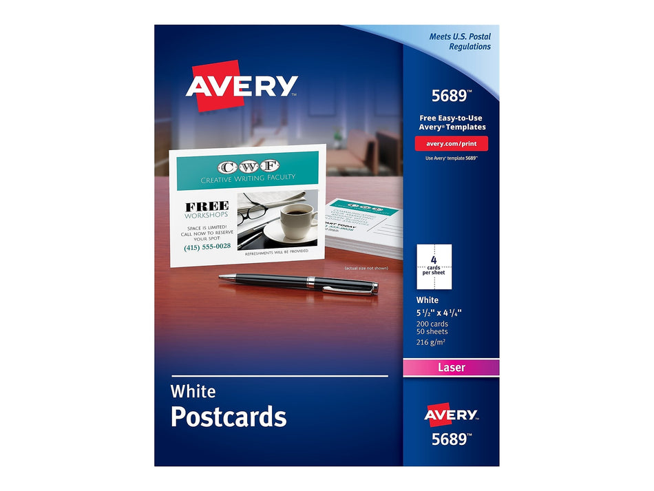 Avery Matte Postcards, 5.5" x 4.25", White, 200/Pack