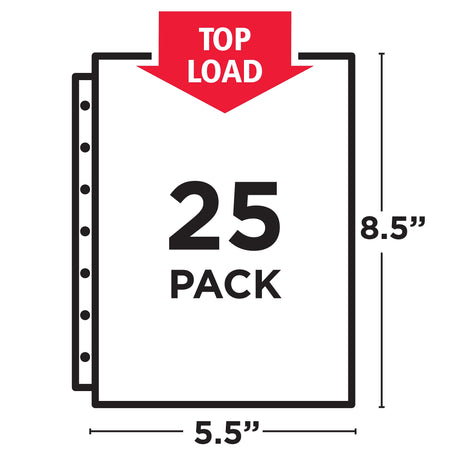 Avery Mini Heavyweight Sheet Protectors, 8-1/2" x 5-1/2", Clear, 25/Pack