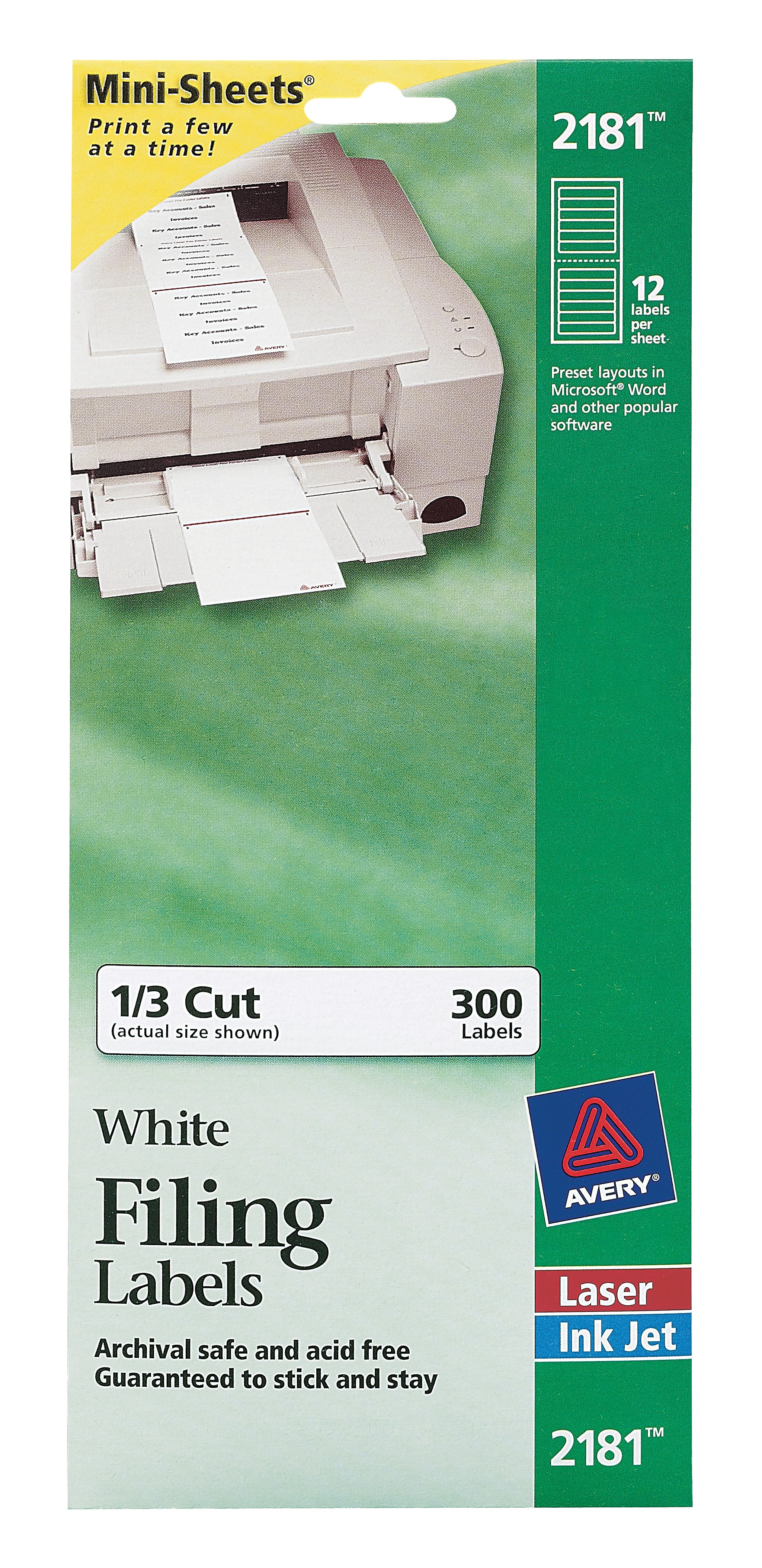 Avery Mini Laser/Inkjet File Folder Labels, 2/3