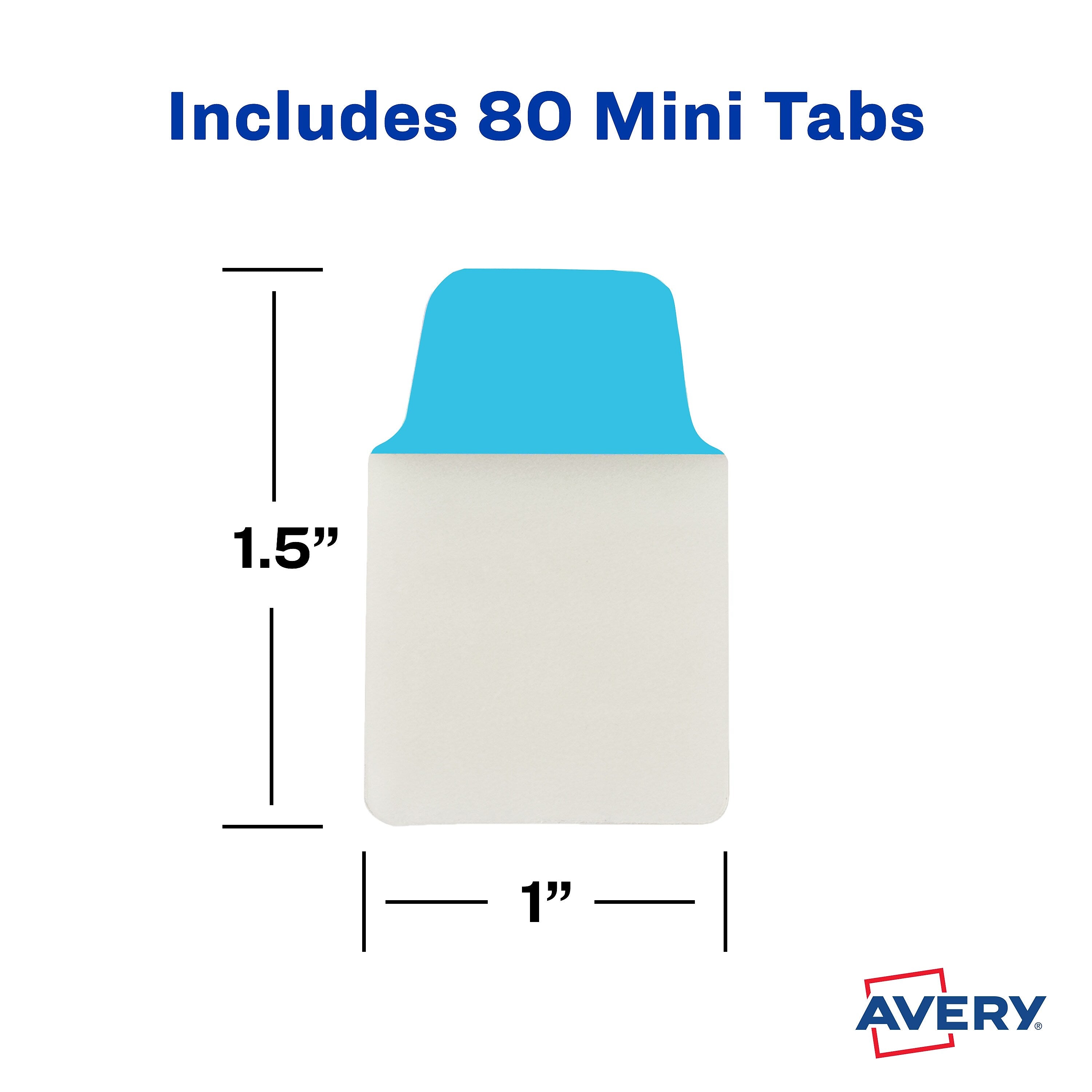 Avery Mini Ultra Tabs Index Tabs, Assorted, 80-Tabs, 80/Pack