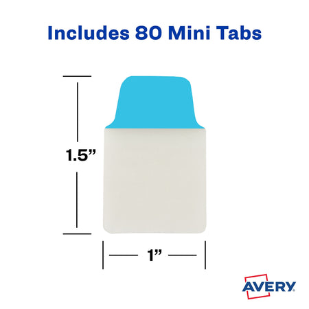 Avery Mini Ultra Tabs Index Tabs, Assorted, 80-Tabs, 80/Pack