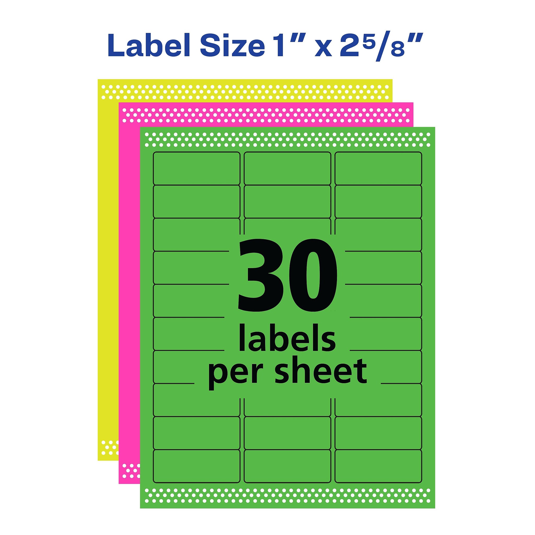 Avery Neon Laser Address Labels, 1 x 2 5/8