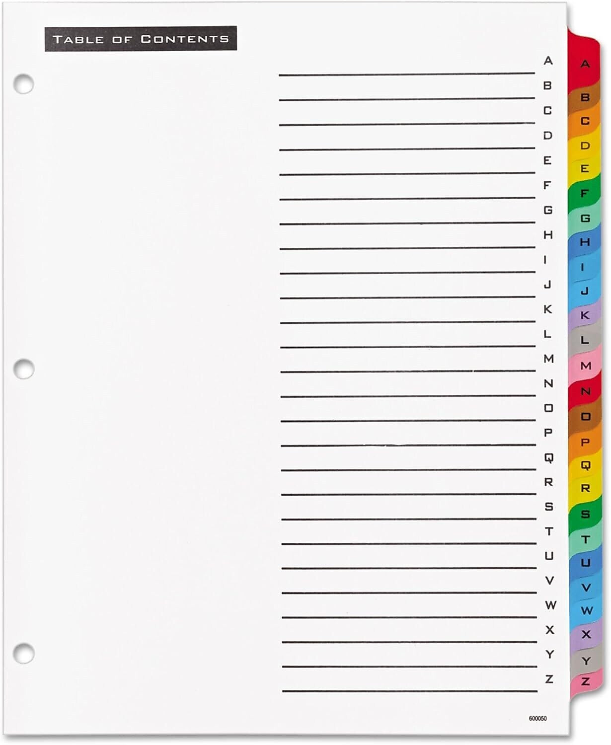 Avery Office Essentials Table 'n Tabs A - Z Tab Paper Dividers, 26 Tabs, Multicolor