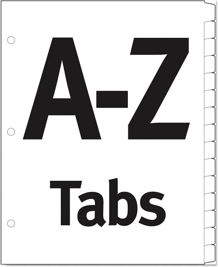 Avery Office Essentials Table 'n Tabs A - Z Tab Paper Dividers, 26 Tabs, Multicolor