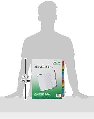 Avery Office Essentials Table 'n Tabs A - Z Tab Paper Dividers, 26 Tabs, Multicolor