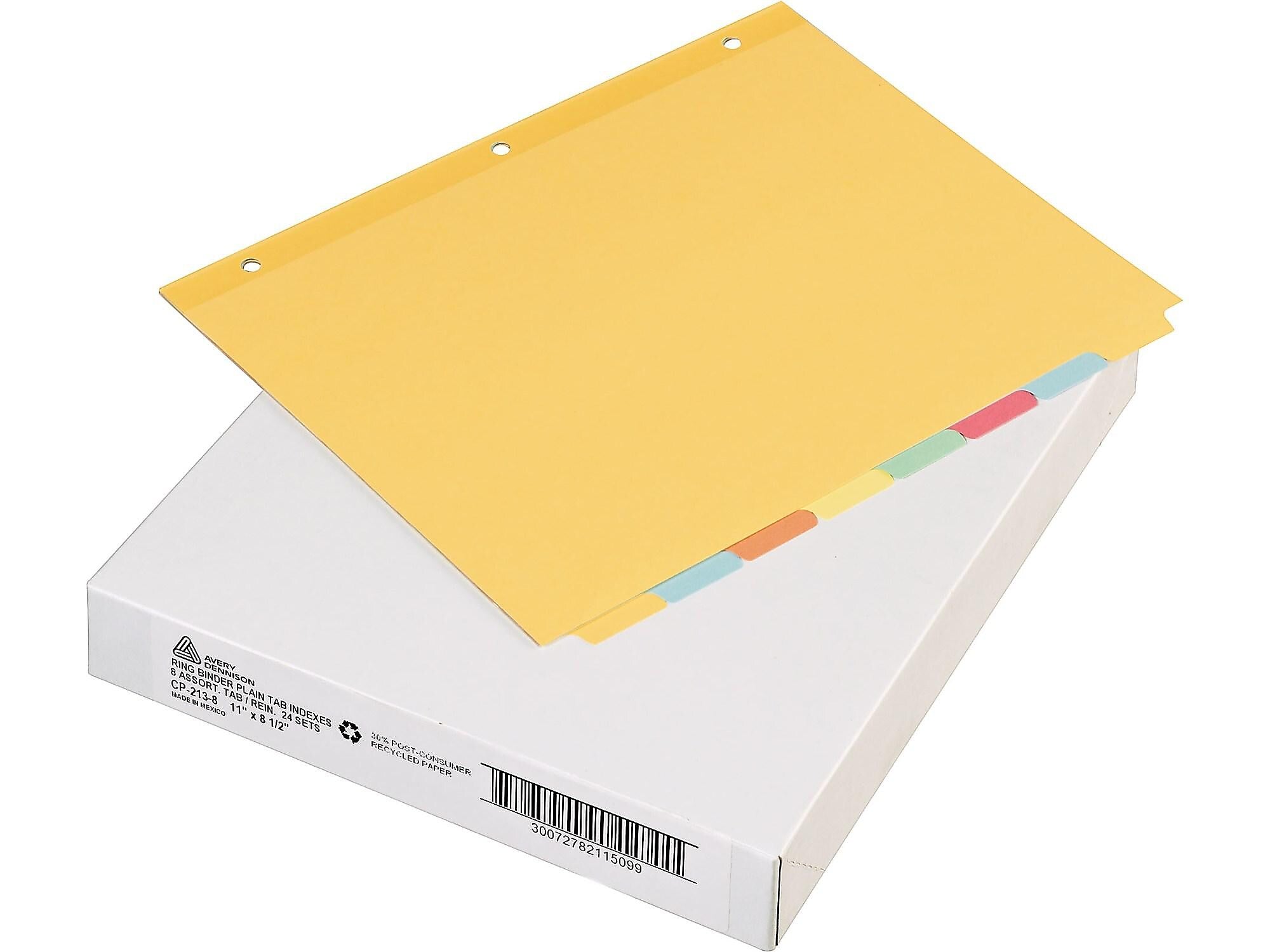 Avery Plain Write-On Dividers, 8-Tab, Multicolor, 24 Sets/Box