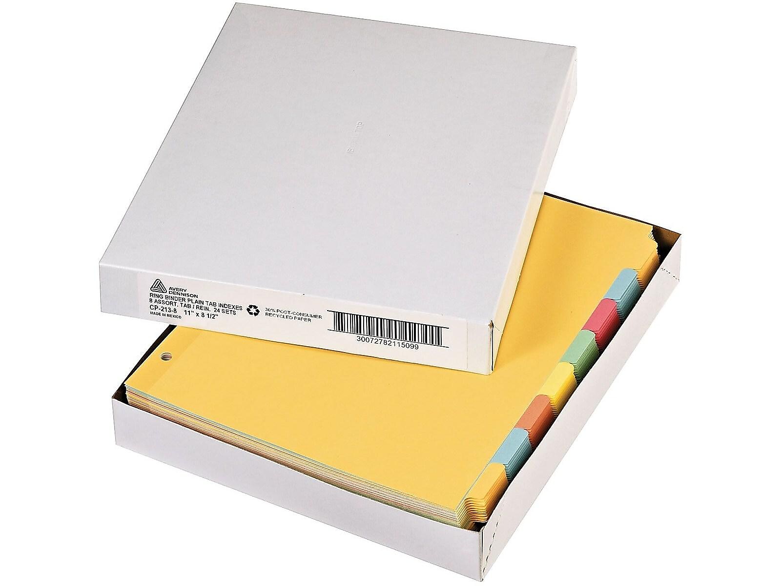 Avery Plain Write-On Dividers, 8-Tab, Multicolor, 24 Sets/Box