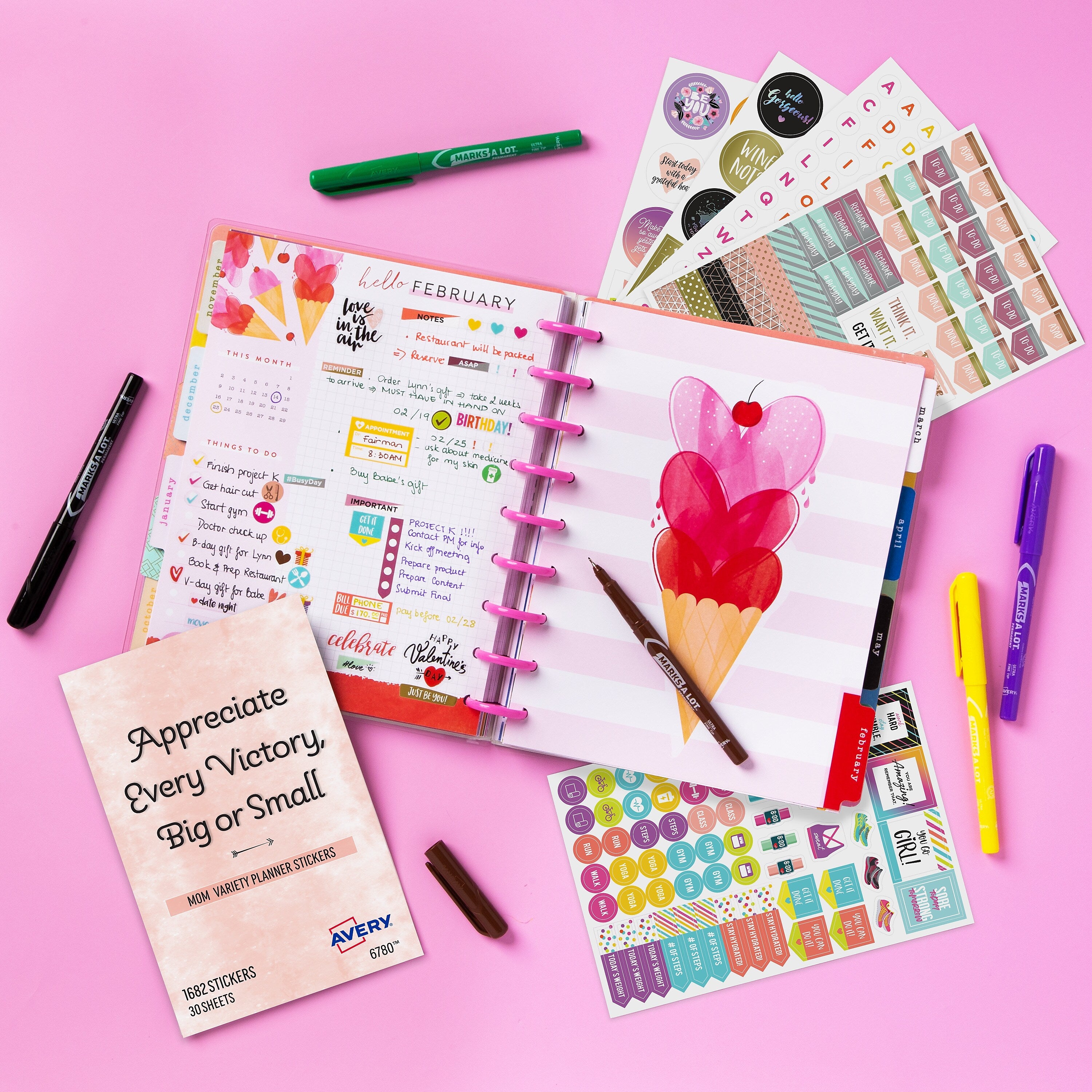 Avery Planner Stickers Variety Pack, 1,682 Stickers, Calendar Stickers, Decorate Planners and Journals