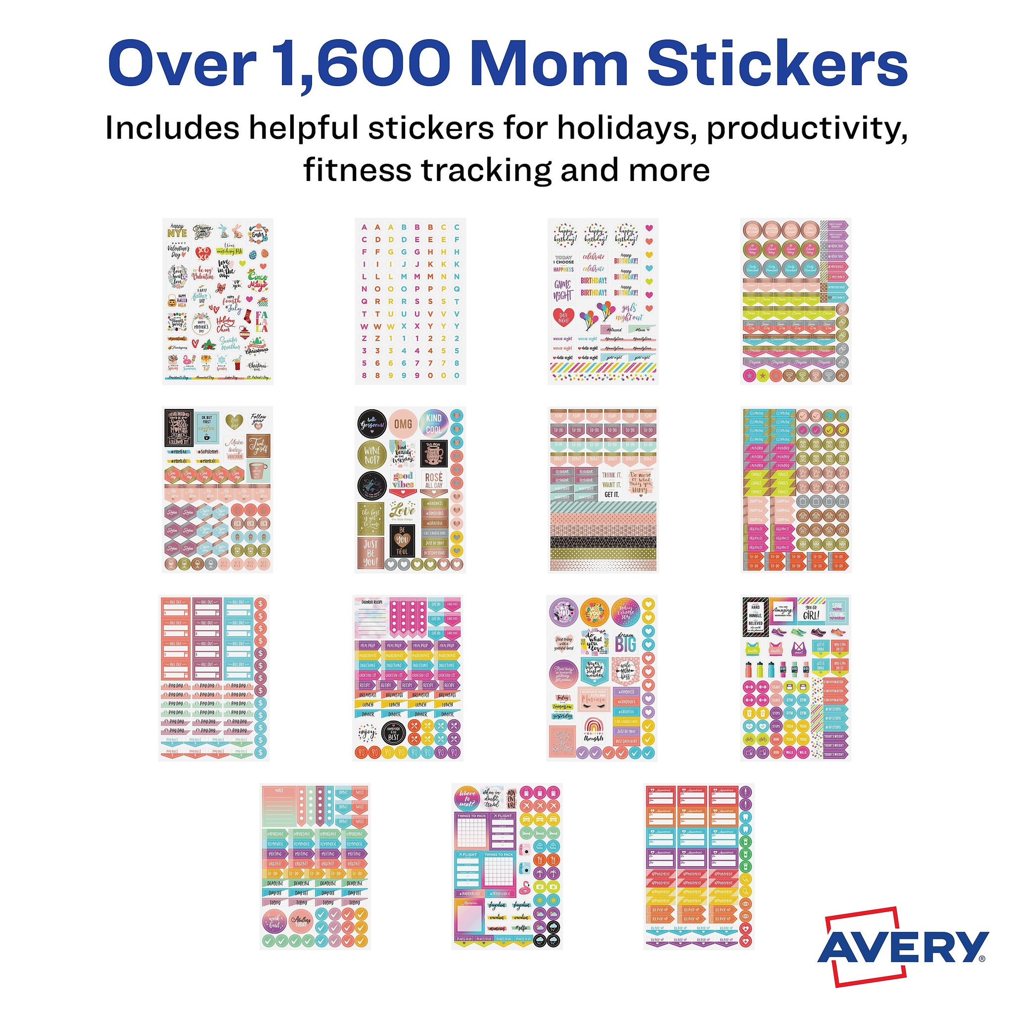Avery Planner Stickers Variety Pack, 1,682 Stickers, Calendar Stickers, Decorate Planners and Journals