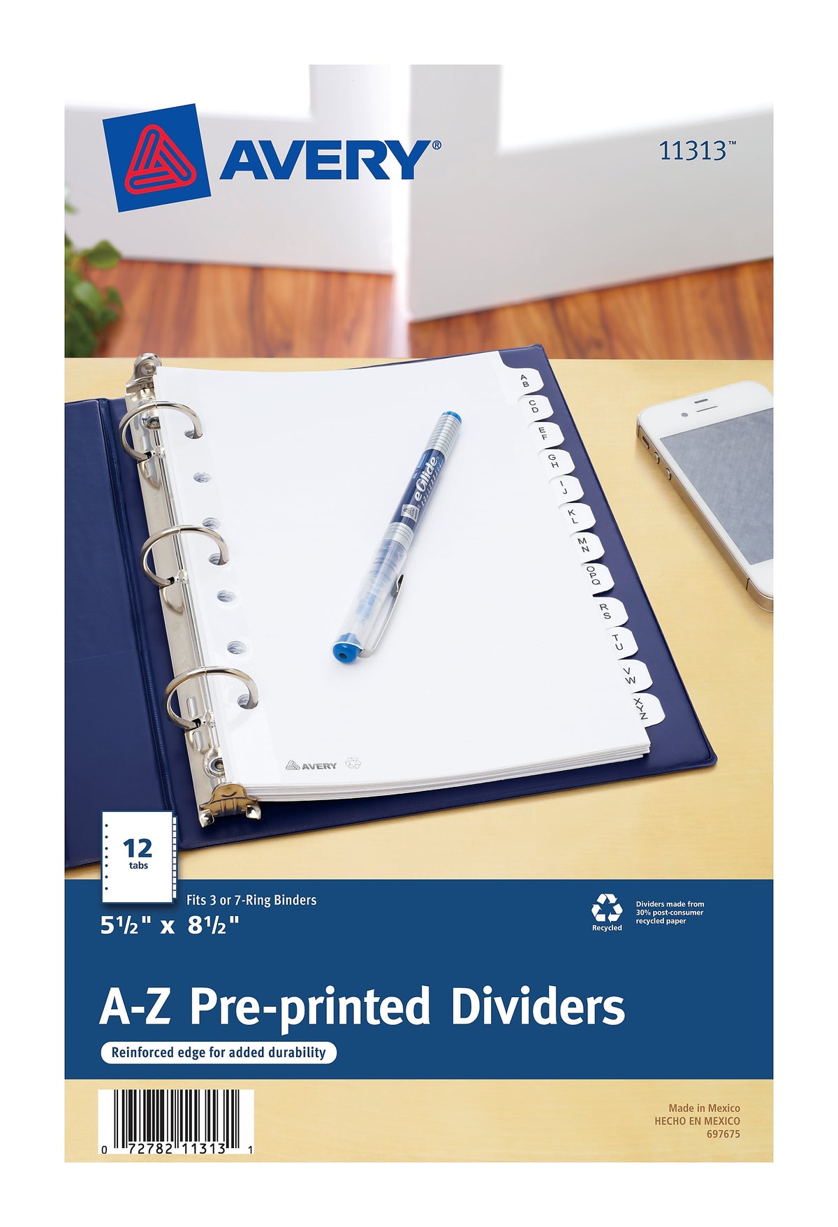 Avery Pre-Printed Mini Paper Dividers, A-Z Tabs, White