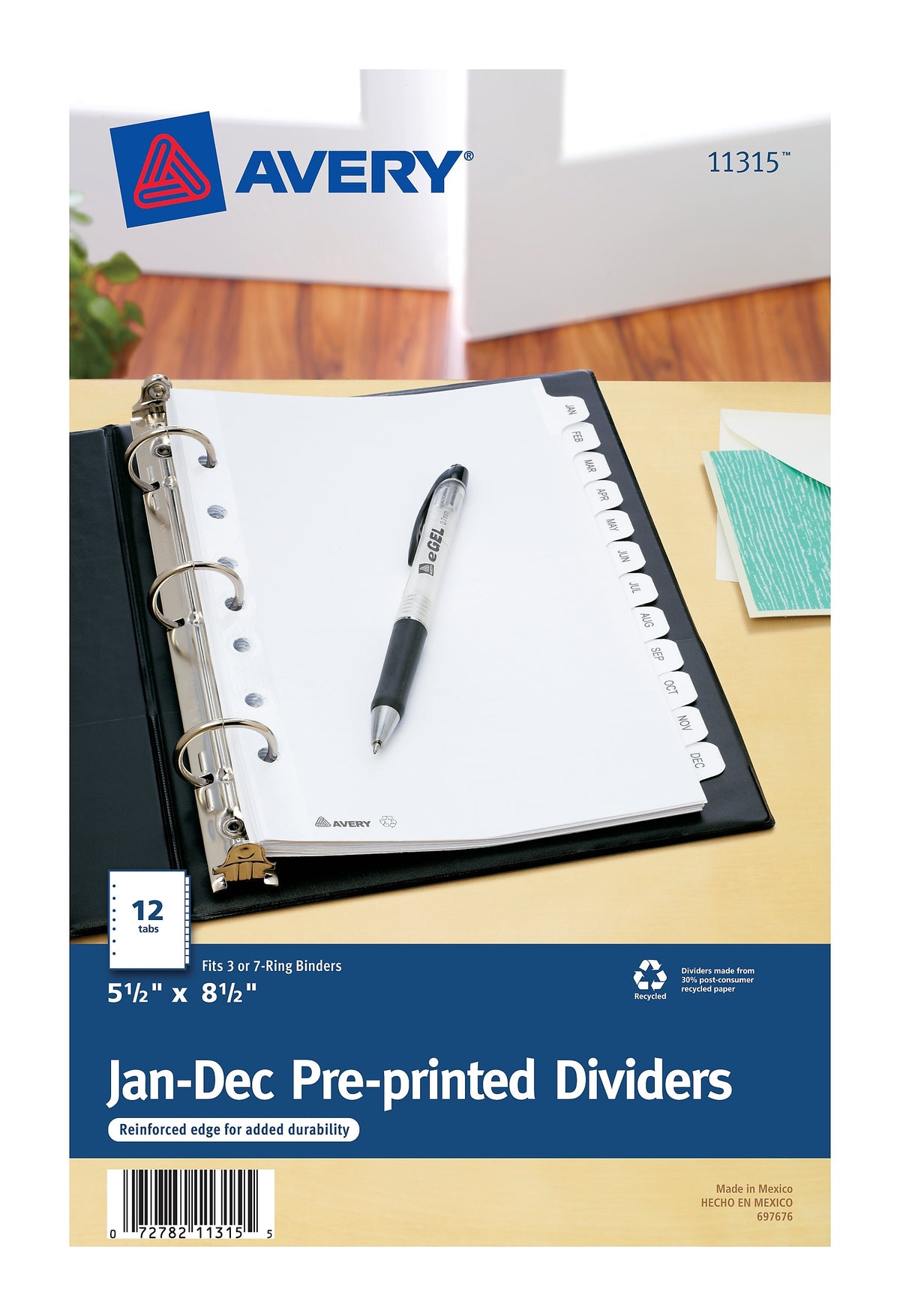 Avery Pre-Printed Mini Paper Dividers, Jan-Dec Tabs, White