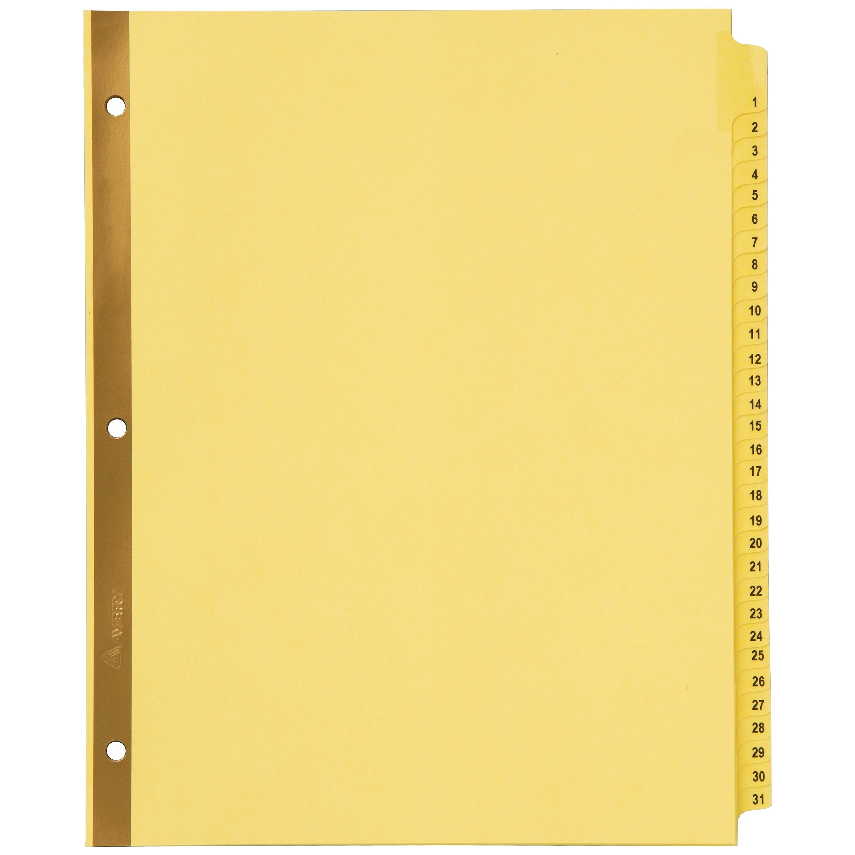 Avery Pre-Printed Paper Dividers with Laminated Tabs, 1-31 Tabs, Buff, Gold Reinforced