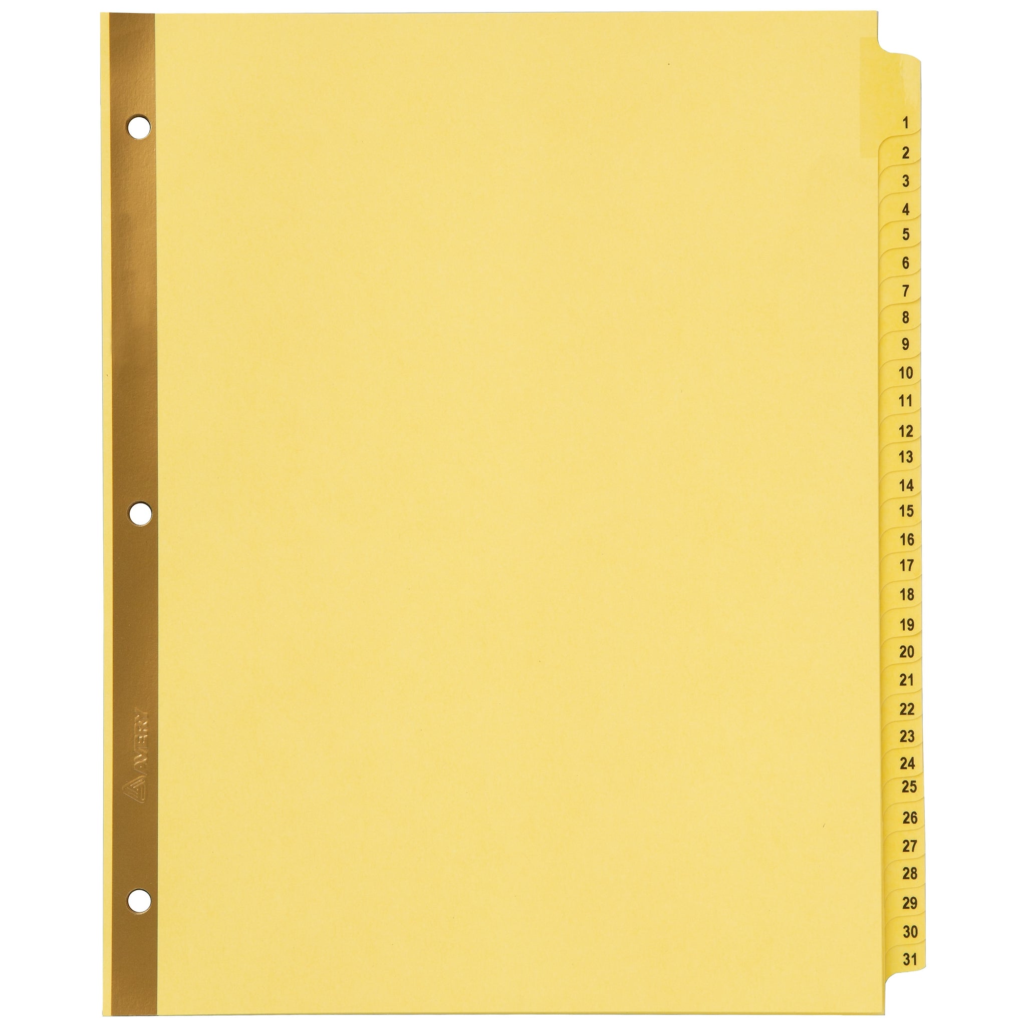 Avery Pre-Printed Paper Dividers with Laminated Tabs, 1-31 Tabs, Buff, Gold Reinforced