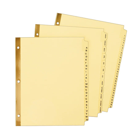 Avery Pre-Printed Paper Dividers with Laminated Tabs, 1-31 Tabs, Buff, Gold Reinforced